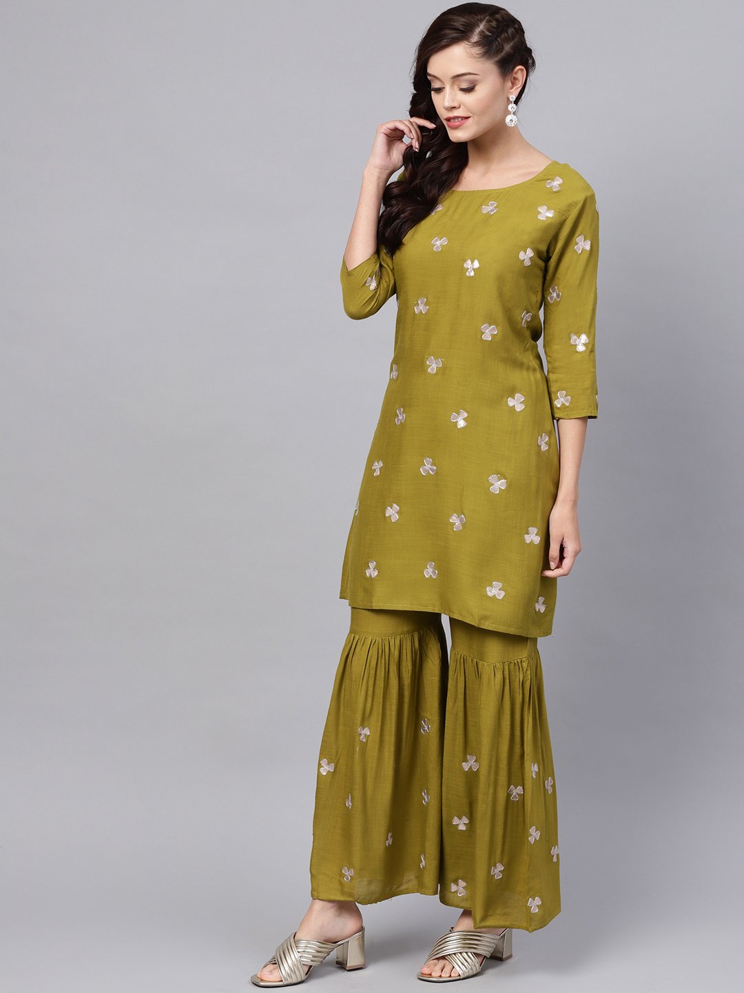 Green Embellished Kurta Set