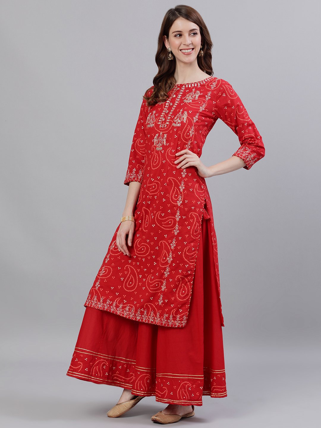 Ruby Red - Bandhani Kurta Set