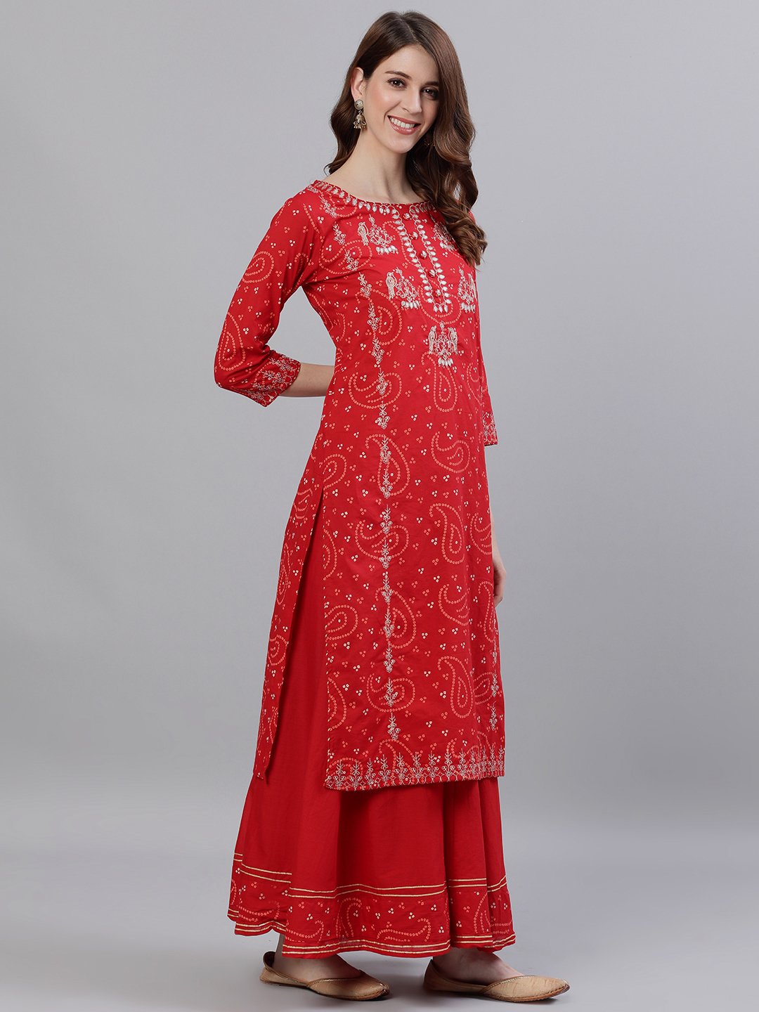 Ruby Red - Bandhani Kurta Set